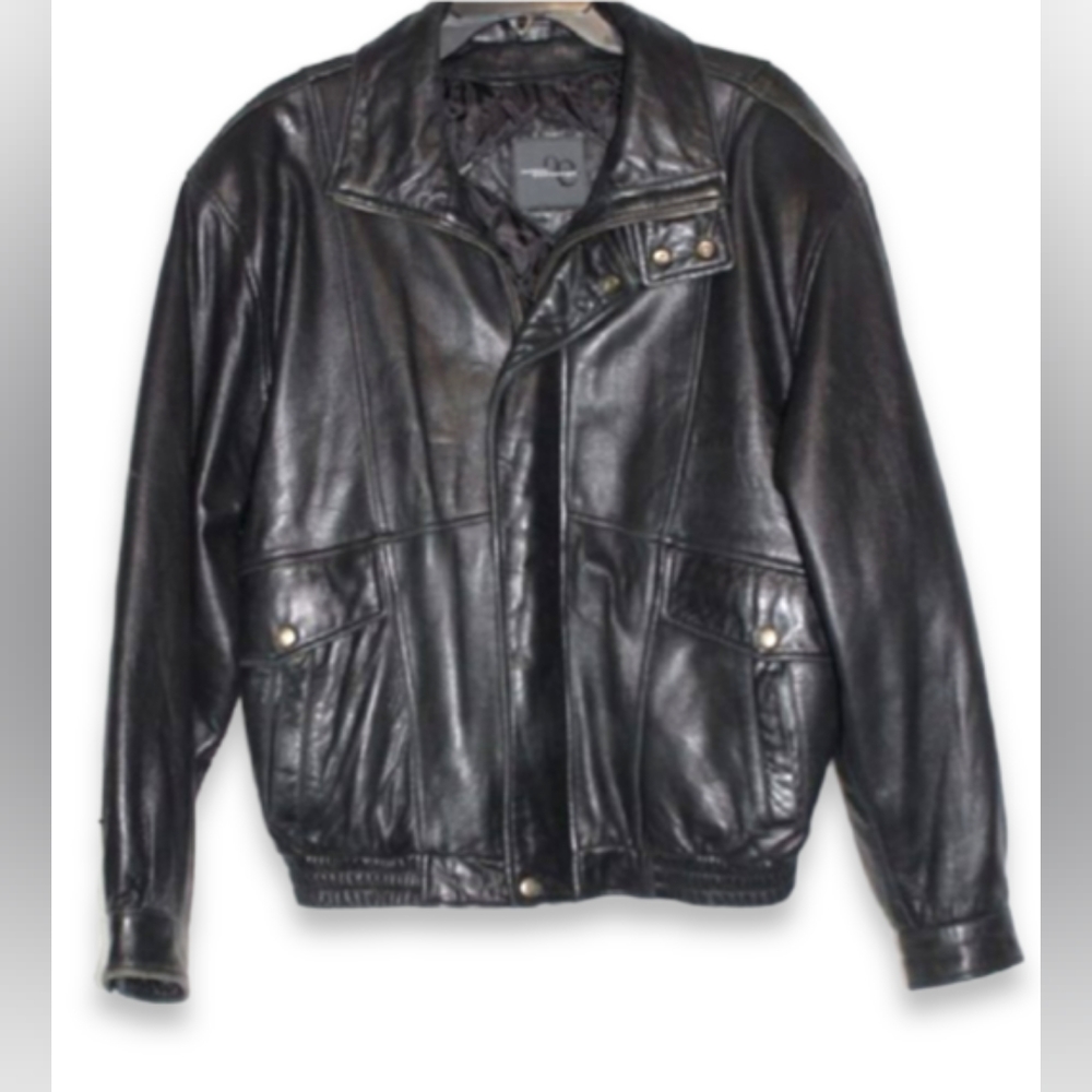 Outdoor Exchange men Leather Jacket Black  Coat Sz 2xl